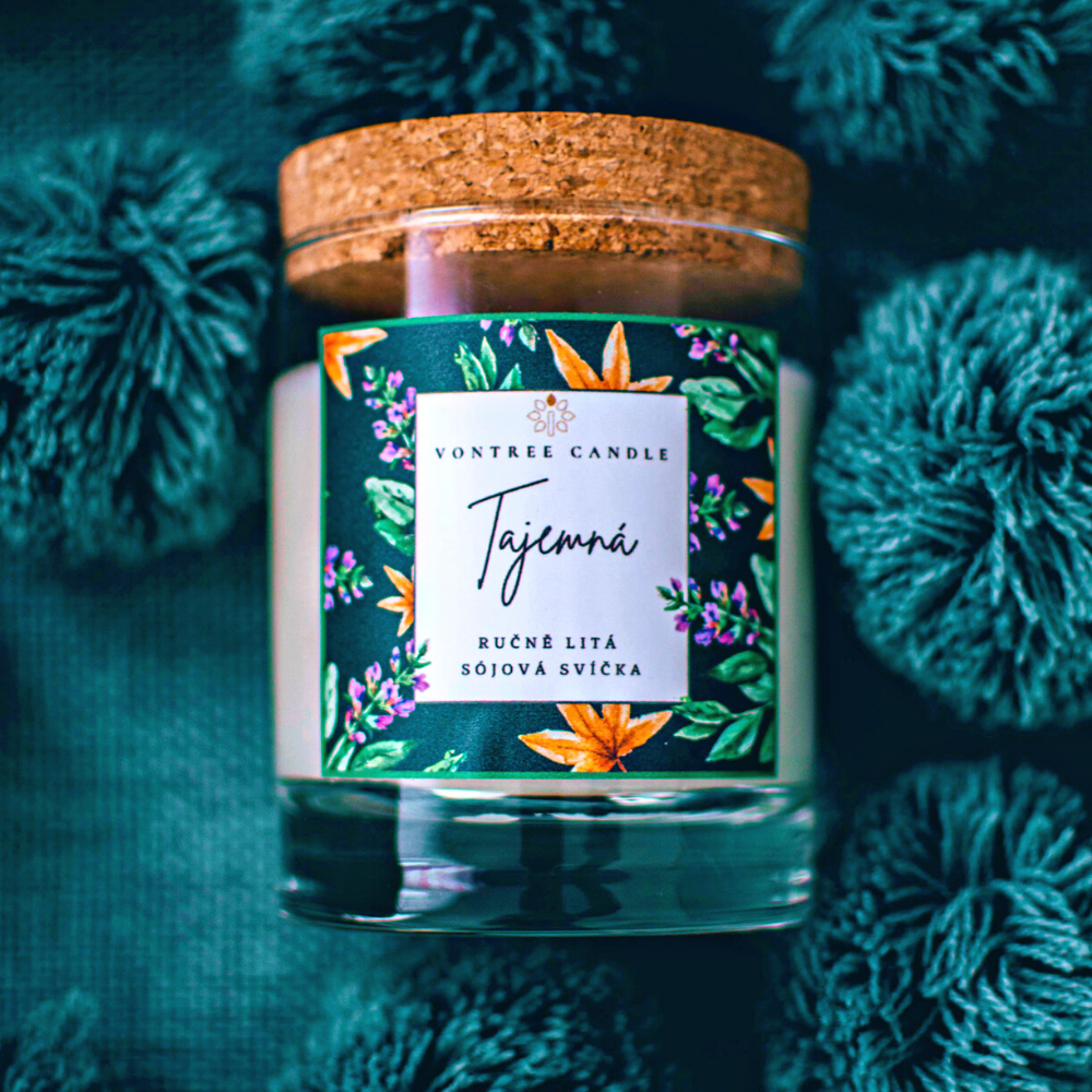 vonná příroní sójová svíčka s korkem levandule